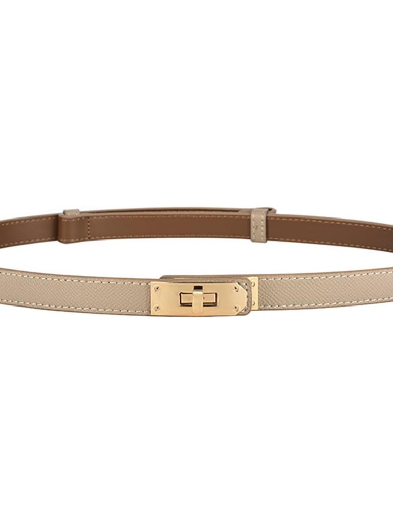 Women's Skinny Belt Solid Color Alloy Turn Lock Adjustable Waist Size 19.5-35.5